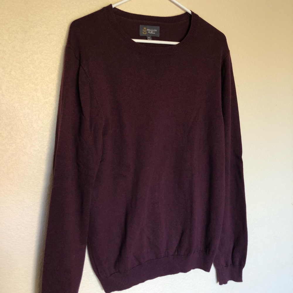 Wallin & Bros Plum Crewneck Cotton-Cashmere Blend Sweater M